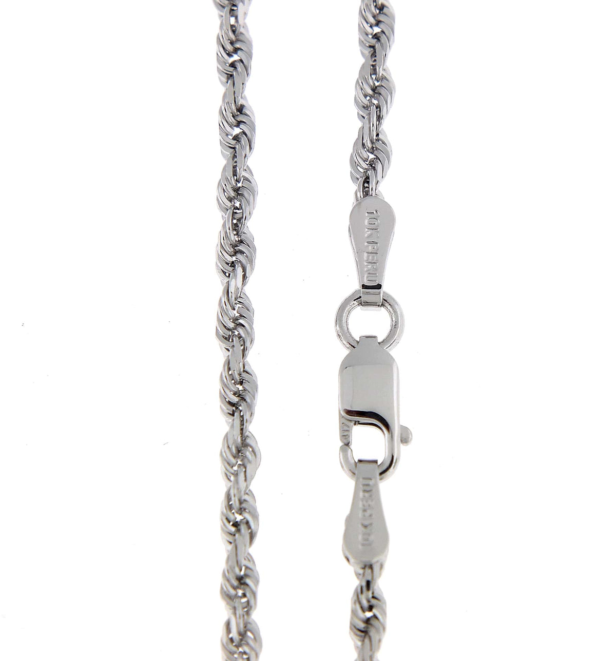 10k white gold 2.25mm diamond cut quadruple rope bracelet anklet choker necklace pendant chain