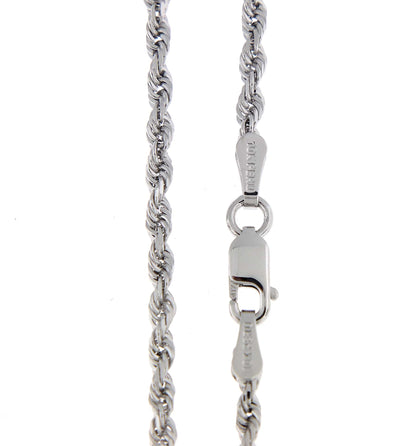 10k white gold 2.25mm diamond cut quadruple rope bracelet anklet choker necklace pendant chain