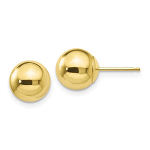 10k Yellow Gold 8mm Ball Polished Stud Post Push Back Earrings