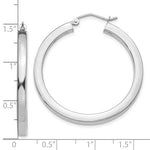 Load image into Gallery viewer, 10k White Gold Classic Square Tube Round Hoop Earrings 35mm x 3mm
