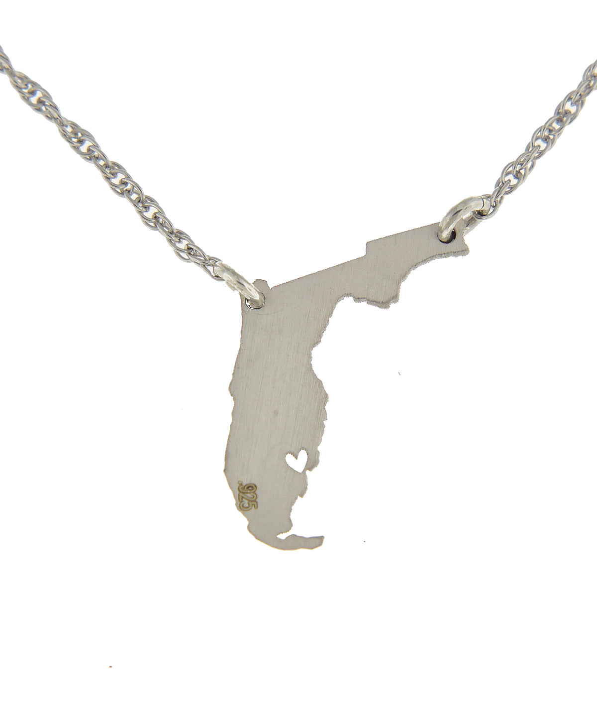 14k gold 10k gold silver florida fl state map necklace heart personalized city