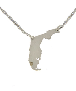 14k Gold 10k Gold Silver Florida FL State Map Necklace Heart Personalized City