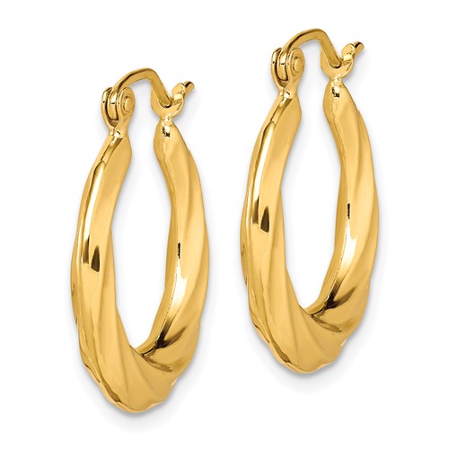 10k yellow gold shrimp round hoop earrings 20mm x 3mm