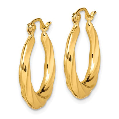 10k yellow gold shrimp round hoop earrings 20mm x 3mm