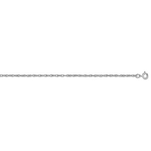 14k White Gold 1.35mm Cable Rope Necklace Choker Pendant Chain