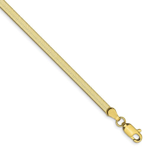 10k yellow gold 3mm silky herringbone bracelet anklet choker necklace pendant chain