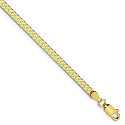 10k yellow gold 3mm silky herringbone bracelet anklet choker necklace pendant chain