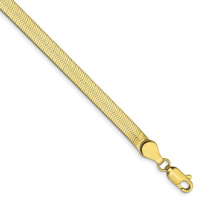 10k yellow gold 4mm silky herringbone bracelet anklet choker necklace pendant chain