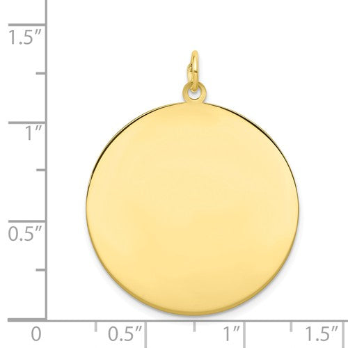 10k Yellow Gold 26mm Round Circle Disc Pendant Charm Personalized Monogram Engraved