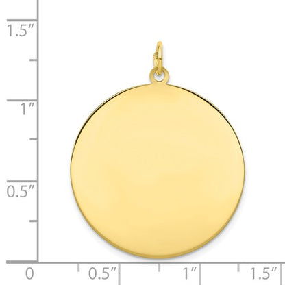 10k yellow gold 26mm round circle disc pendant charm personalized monogram engraved