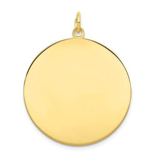 10k yellow gold 26mm round circle disc pendant charm personalized monogram engraved