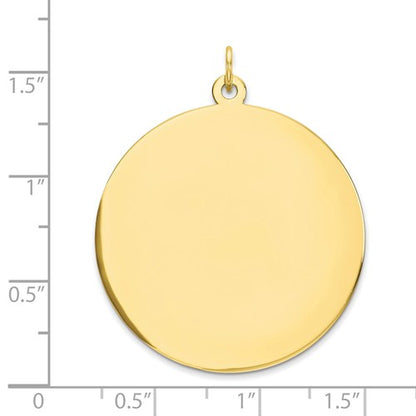 10k yellow gold 31mm round circle disc pendant charm personalized monogram engraved