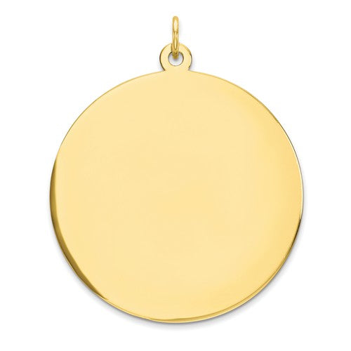 10k Yellow Gold 31mm Round Circle Disc Pendant Charm Personalized Monogram Engraved