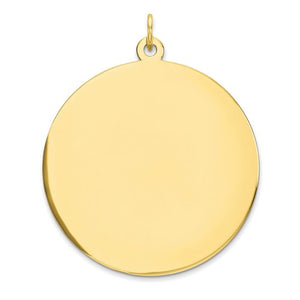 10k yellow gold 31mm round circle disc pendant charm personalized monogram engraved