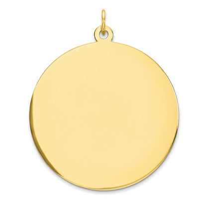 10k yellow gold 31mm round circle disc pendant charm personalized monogram engraved