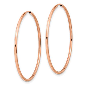 14k Rose Gold Classic Endless Round Hoop Earrings 40mm x 1.5mm