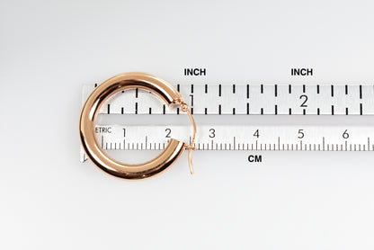 14k rose gold classic round hoop earrings 25mm x 4mm