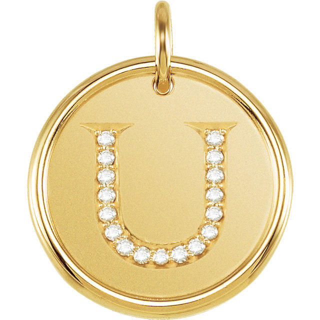 14k yellow rose white gold genuine diamond uppercase letter u initial alphabet pendant charm custom made to order personalized engraved