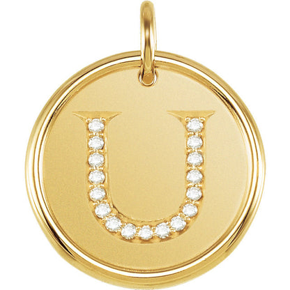 14k yellow rose white gold genuine diamond uppercase letter u initial alphabet pendant charm custom made to order personalized engraved