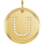 將圖片載入圖庫檢視器 14K Yellow Rose White Gold Genuine Diamond Uppercase Letter U Initial Alphabet Pendant Charm Custom Made To Order Personalized Engraved
