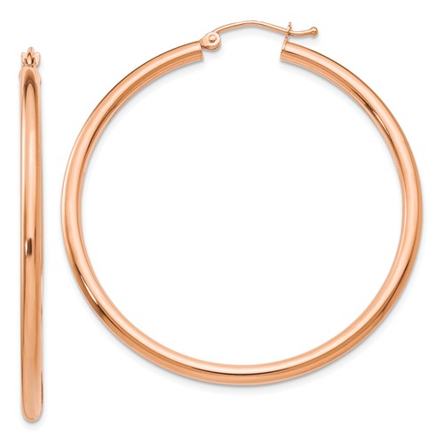14k rose gold classic round hoop earrings 44mm x 2.5mm
