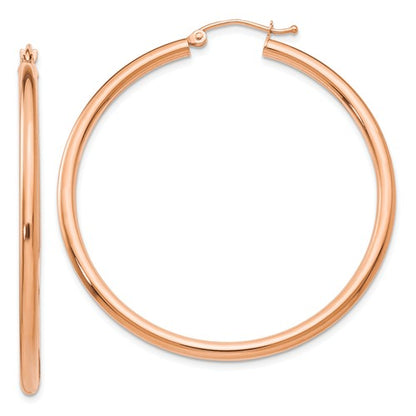 14k rose gold classic round hoop earrings 44mm x 2.5mm
