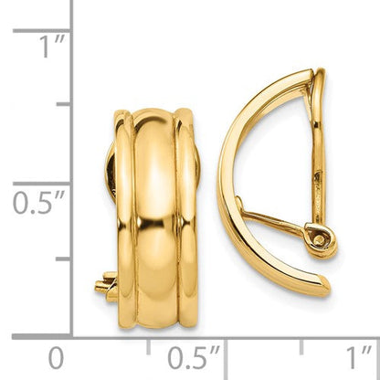14k yellow gold non pierced clip on huggie j hoop earrings