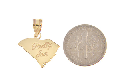 14k gold or sterling silver south carolina sc state map pendant charm personalized monogram