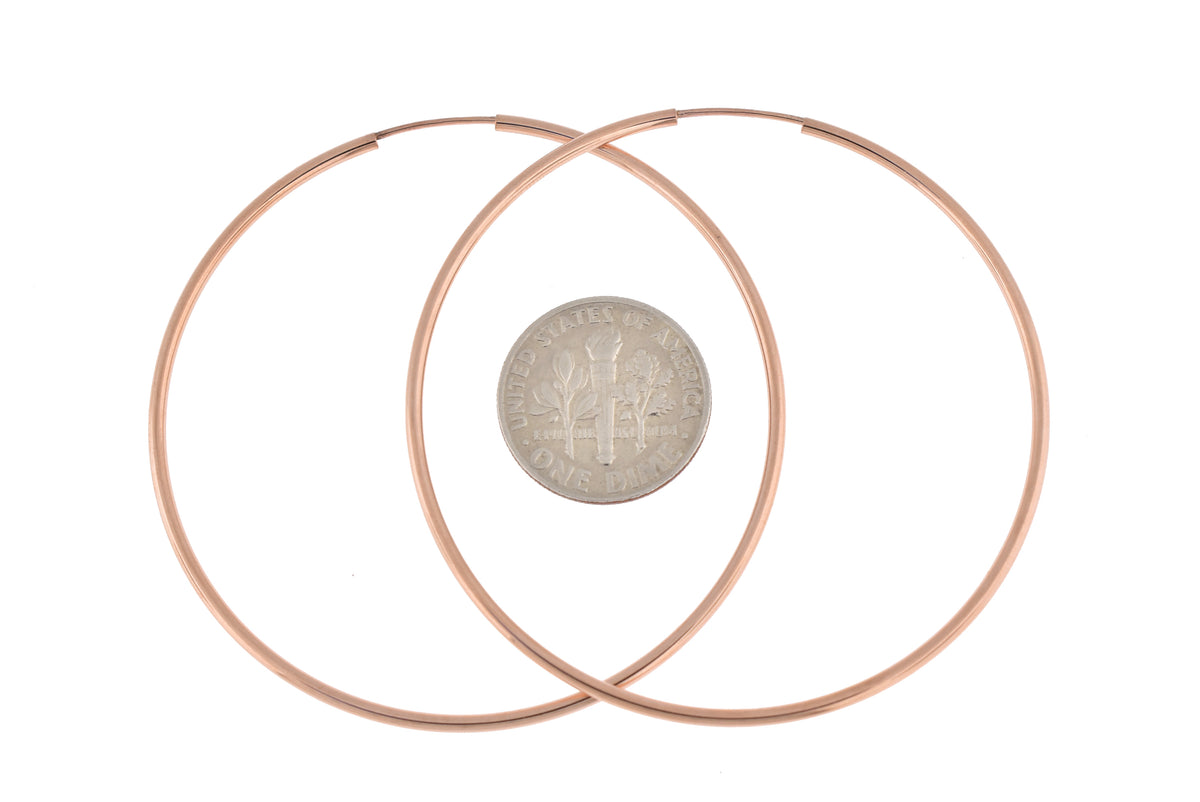 14k rose gold classic endless round hoop earrings 50mm x 1.5mm