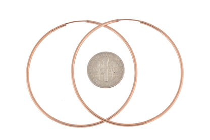 14k rose gold classic endless round hoop earrings 50mm x 1.5mm