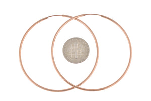 14k Rose Gold Classic Endless Round Hoop Earrings 50mm x 1.5mm