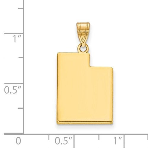 14k gold or sterling silver utah ut state map pendant charm personalized monogram