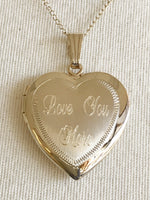 Load image into Gallery viewer, 14k Yellow Gold 19mm Heart Embossed Locket Pendant Charm Engraved Personalized Monogram
