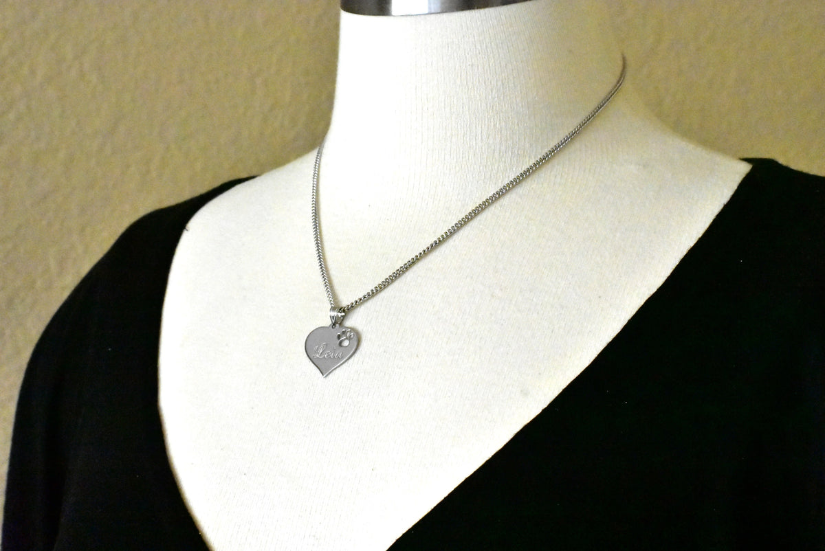 14k 10k yellow rose white gold or sterling silver paw print cut out personalized pendant charm
