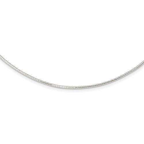 Sterling Silver 1.25mm Round Omega Cubetto Neckwire Necklace Chain 16 inches with 2 inch extender