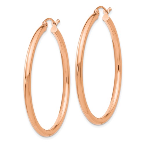 14k rose gold classic round hoop earrings 39mm x 2.5mm