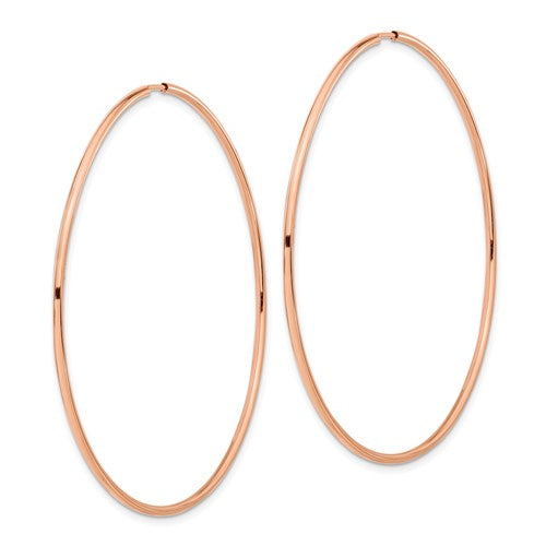 14k Rose Gold Classic Endless Round Hoop Earrings 55mm x 1.5mm