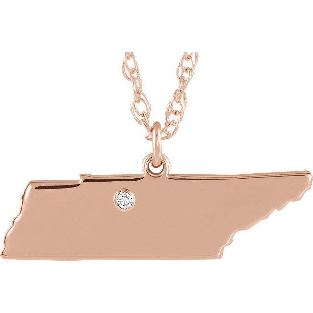 14k 10k yellow rose white gold diamond silver tennessee tn state map personalized city necklace