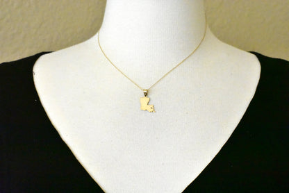 14k gold or sterling silver louisiana la state map pendant charm personalized monogram