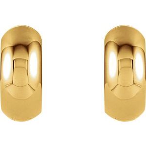 14k yellow gold polished huggie hinged hoop earrings 12.7mm x 5.5mm