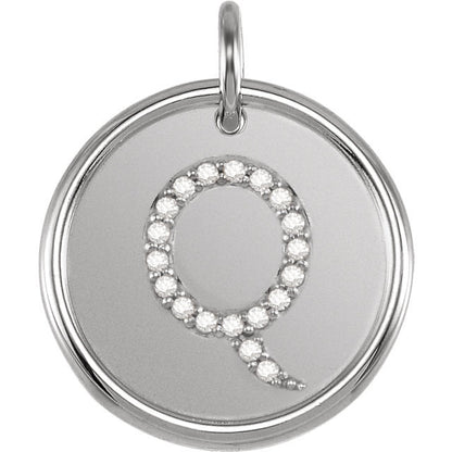 14k yellow rose white gold genuine diamond uppercase letter q initial alphabet pendant charm custom made personalized engraved