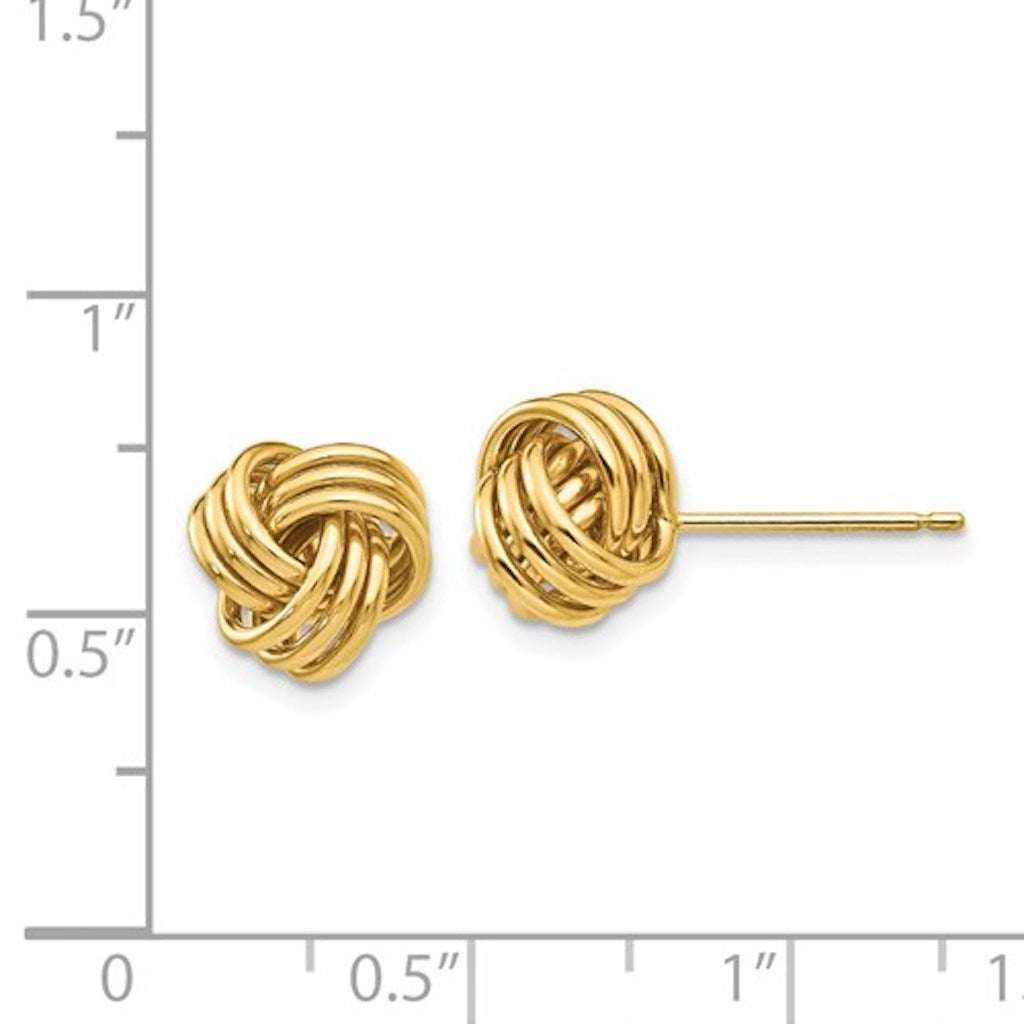 14k yellow gold 9mm classic love knot post earrings