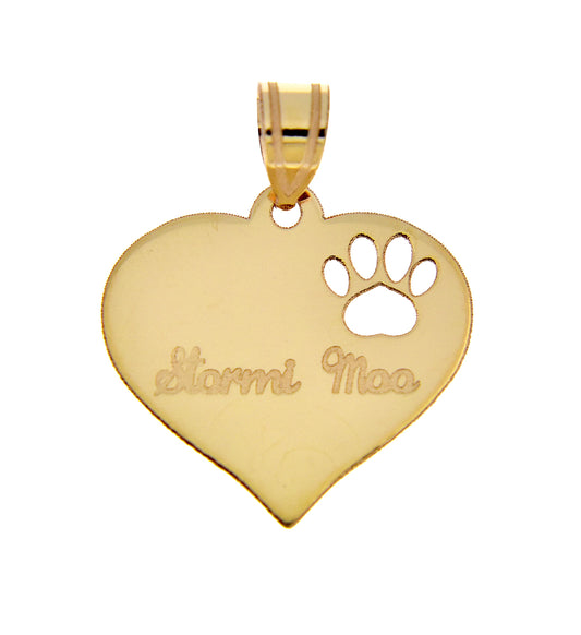 14k 10k yellow rose white gold or sterling silver paw print cut out personalized pendant charm
