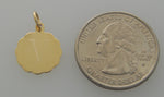 Φόρτωση εικόνας στο εργαλείο προβολής Συλλογής, 14K Yellow Gold 13mm Scalloped Disc Pendant Charm Personalized Engraved Monogram
