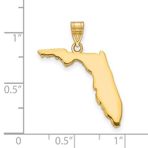 14k gold or sterling silver florida fl state map pendant charm personalized monogram