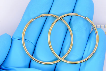 14k solid yellow rose white gold 38.7mm round endless hinged hoop earrings custom made to order