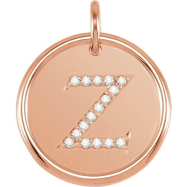 14k yellow rose white gold genuine diamond uppercase letter z initial alphabet pendant charm custom made to order personalized engraved