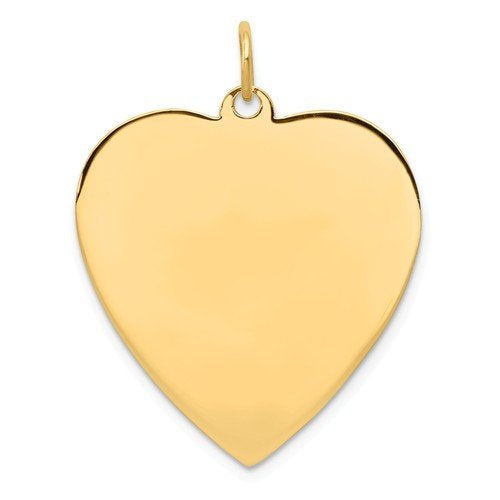 14k yellow gold 24mm heart disc pendant charm personalized monogram engraved