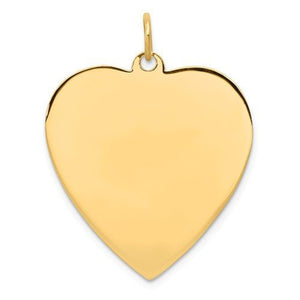 14k Yellow Gold 24mm Heart Disc Pendant Charm Personalized Monogram Engraved