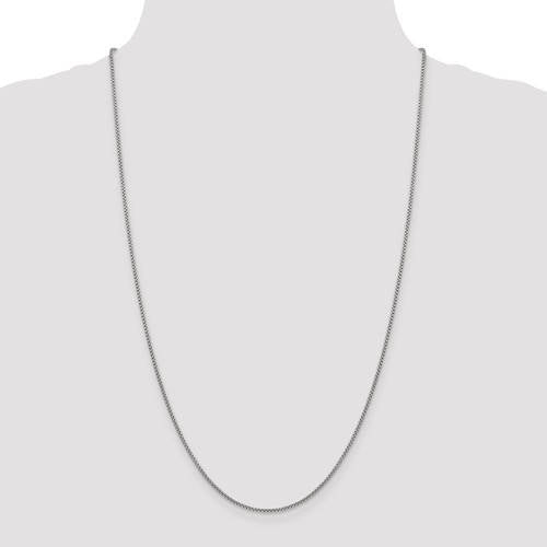14k white gold 1.5mm round box bracelet anklet choker necklace pendant chain lobster clasp